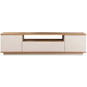 VENTE-UNIQUE Meuble TV avec 3 portes et 1 niche - Beige et naturel - LOTULA pas cher