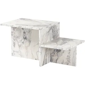 CALICOSY Table basse 2 niveaux - 77 cm X 40 cm X 40 cm - HARMONY - Marbre pas cher