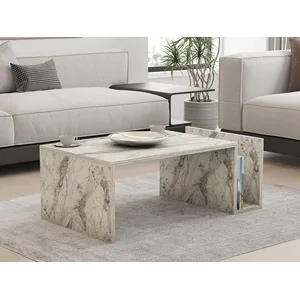 CALICOSY Table basse L86,8 cm - 86,8 cm X 50 cm X 32,4 cm - MEMO - Marbre pas cher
