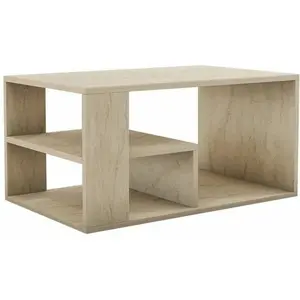 CALICOSY Table basse avec étagères décor travertin L80 cm - 80 cm X 40 cm X 50 cm - EROS pas cher