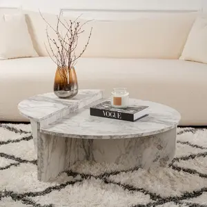 CALICOSY Lot de 2 tables basse L90 cm - 90 cm X 90 cm X 35 cm - ORION - Marbre pas cher