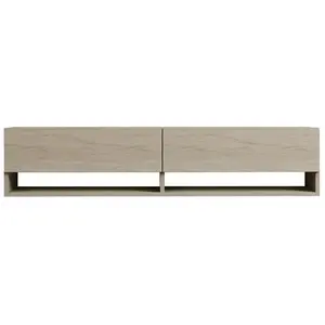 CALICOSY Meuble TV suspendu 2 portes abattantes décor travertin L141 cm - 141 cm X 30 cm X 31 cm - ARGES pas cher