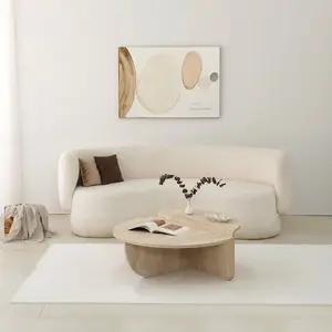MENZZO Table basse design Yellin D90cm Effet travertin Beige pas cher