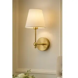Asir - Wandlamp - Crème, Goud - METALEN BEHUIZING - 25 x 25 x 25 cm pas cher