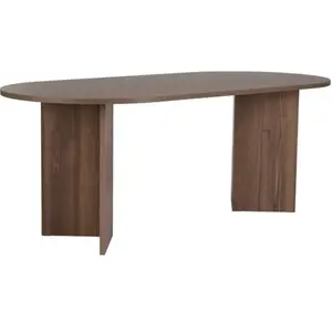 EMOB Table à Manger Sabella - 100% MELAMINE - Noyer - 75 x 90 x 200 cm pas cher