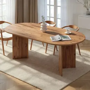 EMOB Table à Manger Sabella - 100% MELAMINE - Pin Atlantique - 75 x 90 x 200 cm pas cher