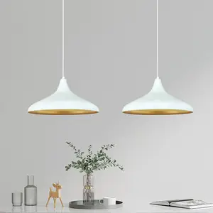 Bamyum Champion hanglamp, industriële Modern stijl, Ø35 cm, wit metalen lamp pas cher
