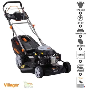 Tondeuse tractée mulching démarrage électrique 173cc 4 en 1 lame 50cm Villager Falcon 5111T-ES pas cher