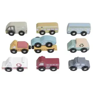 Little Dutch Lot de 9 véhicules en bois pas cher