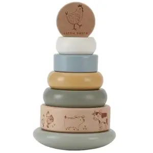 Tour d'anneaux à empiler en bois Little Farm pas cher