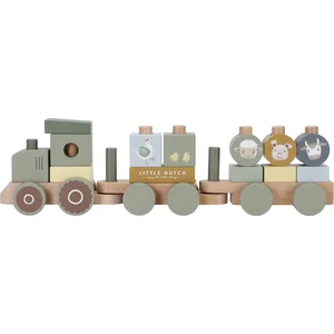 Train à blocs en bois tracteur Little Farm pas cher