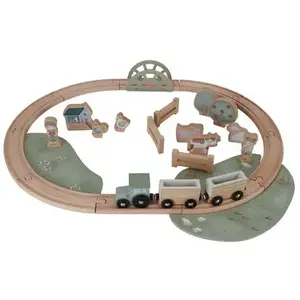 Circuit de train en bois Little Farm pas cher