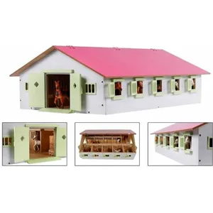 Kids Globe Écurie de chevaux avec 9 box à cheveux 1:232 Rose 610188 pas cher