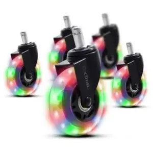 Accessoire de bureau TRUST Pack de 5 roulettes de chaise en gel LED pas cher