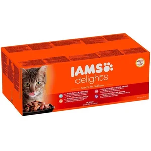 48x85g IAMS Delights Adult Terre & Mer en gelée - Pâtée pour chat pas cher
