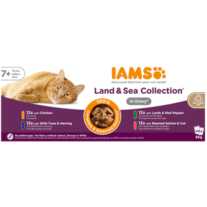 48x85gDelights Senior Terre & Mer en sauce : Mixpaket 2 IAMS nourriture humide pour chat pas cher