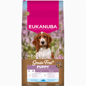 Lot économique : 2x12kg Eukanuba Grain Free Puppy Small & Medium Breed... pas cher