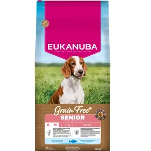 2x12kg Eukanuba Grain Free Senior Small & Medium croquettes pour chien pas cher