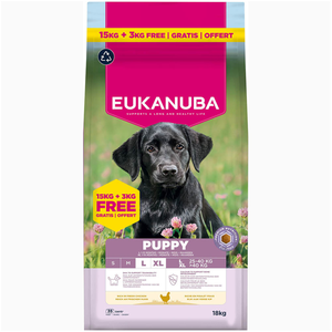 18kg Eukanuba Premium Nutrition Puppy Large & Giant Breed poulet croquettes pour chien pas cher