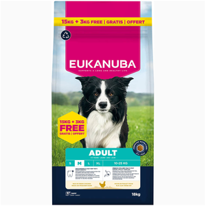18kg Eukanuba Premium Nutrition Adult Medium Breed poulet croquettes pour chien pas cher