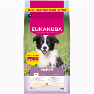 18kg Eukanuba Premium Nutrition Puppy Medium Breed poulet croquettes pour chien pas cher