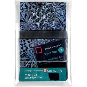 Sakura Set 20 cartes de Zentangle noires (89x89 mm)Vendu parbol