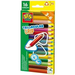 SES Lot de 16 crayons de couleur triangulaires pas cher