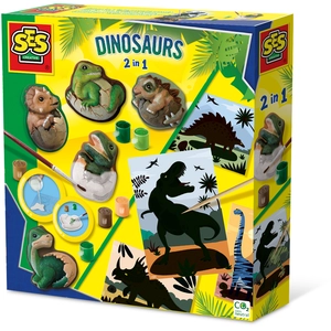 Comparateur de prix : Dinosaures 2 En 1 - Moulage + Peinture + Scratch - Loisirs Créatifs