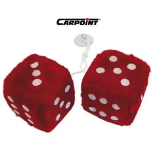 Dé en peluche - CARPOINT - Lot de 2 - Rouge - À suspendre - Pour voiture pas cher