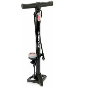 Pompe à vélo sur pied Dunlop - avec manomètre analogique - Noir