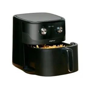 alpina Airfryer XL - Heteluchtfriteuse 6L - Air Fryer voor 4 tot 6 Personen - Hetelucht Friteuse met Instelbare Temperatuur van 80°C tot 200°C - Timer tot 60 Minuten - Zwart