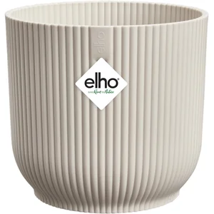 Elho Vibes Fold Rond 18 - Bloempot voor Binnen - 100% Gerecycled Plastic - Ø 18.4 x H 16.8 cm - Linnen wit