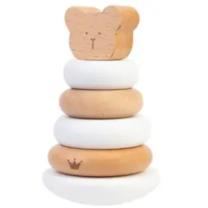 BamBam Eco-vriendelijk houten Tuimelaar Beer - Wit - Baby cadeau pas cher