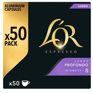 Pack de 50 capsules café L'Or Espresso Lungo Profondo Intensité 8 pas cher