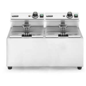 Hendi 207307 friteuse Dubbel 16 l Vrijstaand 7000 W Frituurpan Zilver pas cher
