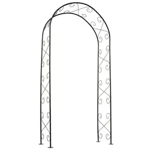 NATURE Pergola acier galvanisé laqué époxy noir décor volutes - H230 x... pas cher