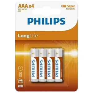 PHILIPS Piles R03 / AAA Longlife - 1,5 V - Pack de 4 pas cher
