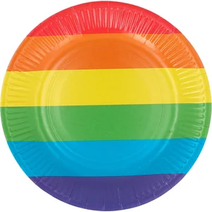 Boland - 8 Papieren bordjes Regenboog - Regenboog - Regenboog pas cher