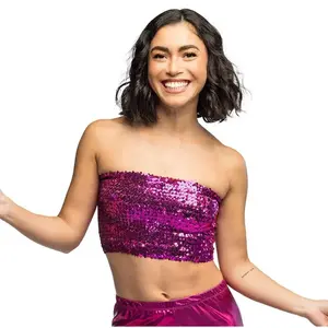 Boland - Top Sparkle roze (M/L) - Volwassenen - Niet van toepassing - Festival - Rave - Bandeautop - Strapless