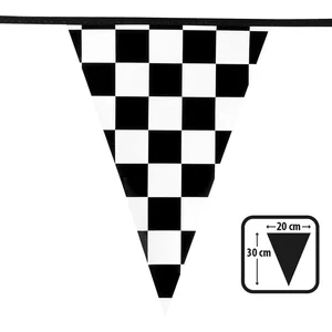 Boland Chequered Black & White Racing Bunting Party Banner Decoration Accessory 6M pas cher