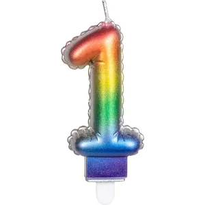 Boland - Kaarsje '1' regenboog 1 Multi - Regenboog - Regenboog pas cher