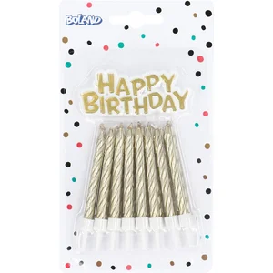 Boland - 16 Kaarsjes & topper 'Happy Birthday' goud Multikleur - Geen ...