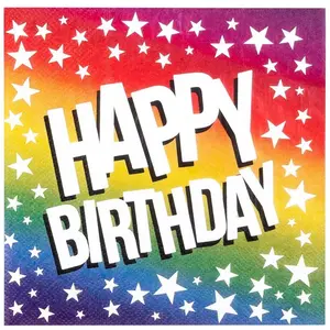 Boland, Serviettes de table, 20 serviettes en papier Happy Birthday 33 x 33 cm (20 x, 33 x 33 cm) pas cher