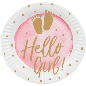 Boland - 10 Papieren bordjes 'Hello Girl!' - Geen thema - Babyshower pas cher