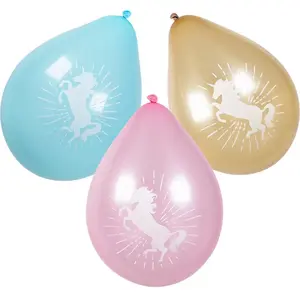 Boland - 6 Latex ballonnen Eenhoorn - Multi - Knoopballon pas cher