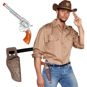 Boland 54384 - Ensemble de cowboy, pistolet et ceinture avec licol, accessoires de costume pour carnaval et fête à thème, accessoire pour costume de carnaval pas cher