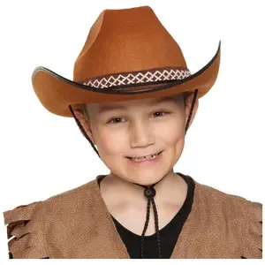 Comparateur de prix : Chapeau Cowboy Enfant - BOLAND - Brun - Ruban - Ficelle - Accessoire d...
