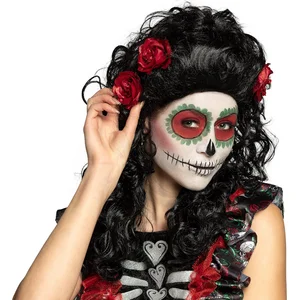 Déguisement - BOLAND BV - Perruque de Dia de Los Muertos Roses - Rose - Adulte - Femme - NoirVendu parbol