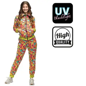 Boland - Trainingspak Pop art babe UV (S) - Volwassenen - - 80s - 90s - foute party - grappig - retro trainingspak - neon