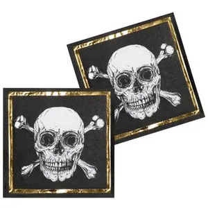Serviettes en Papier - BOLAND BV. - Pirate Tête de Mort - Adulte - Noir pas cher